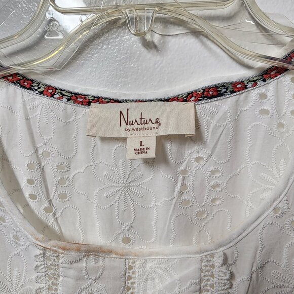 Nurture by westbound white eyelet sleeveless top cotton Large NWT - Picture 2 of 8